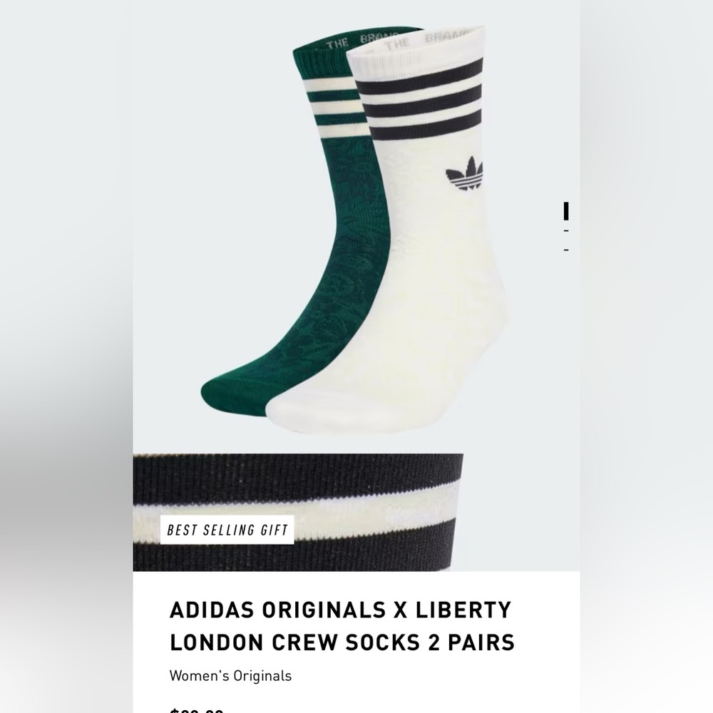 ADIDAS Originals  X LIBERTY LONDON Crew Socks Limited Edition Women’s L SOLD OUT